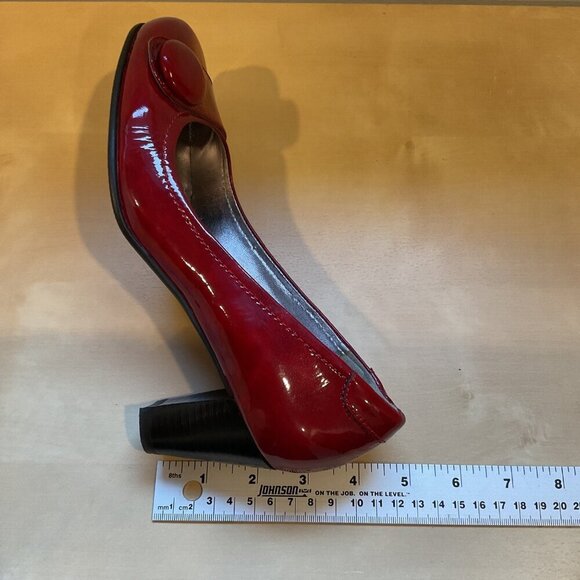 Ecco Red Patent Leather Womens Heels Size 37 office career woman feminine - Picture 12 of 15